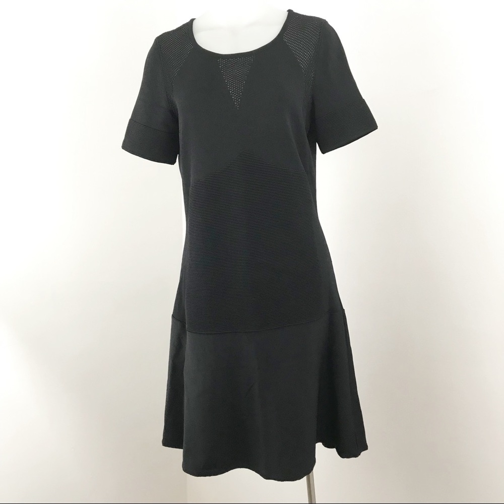 MOSCHINO knit short sleeve back flare dress 10 LBD